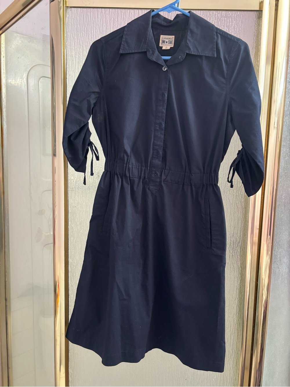 Converse Navy Shirt Dress with Tie Sleeves Size XS